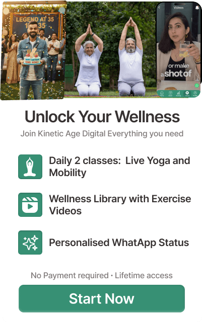 Kinetic Age free digital access with live yoga, wellness videos, and personalised WhatsApp status