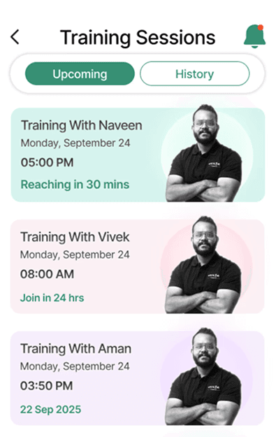 Training Sessions Screen